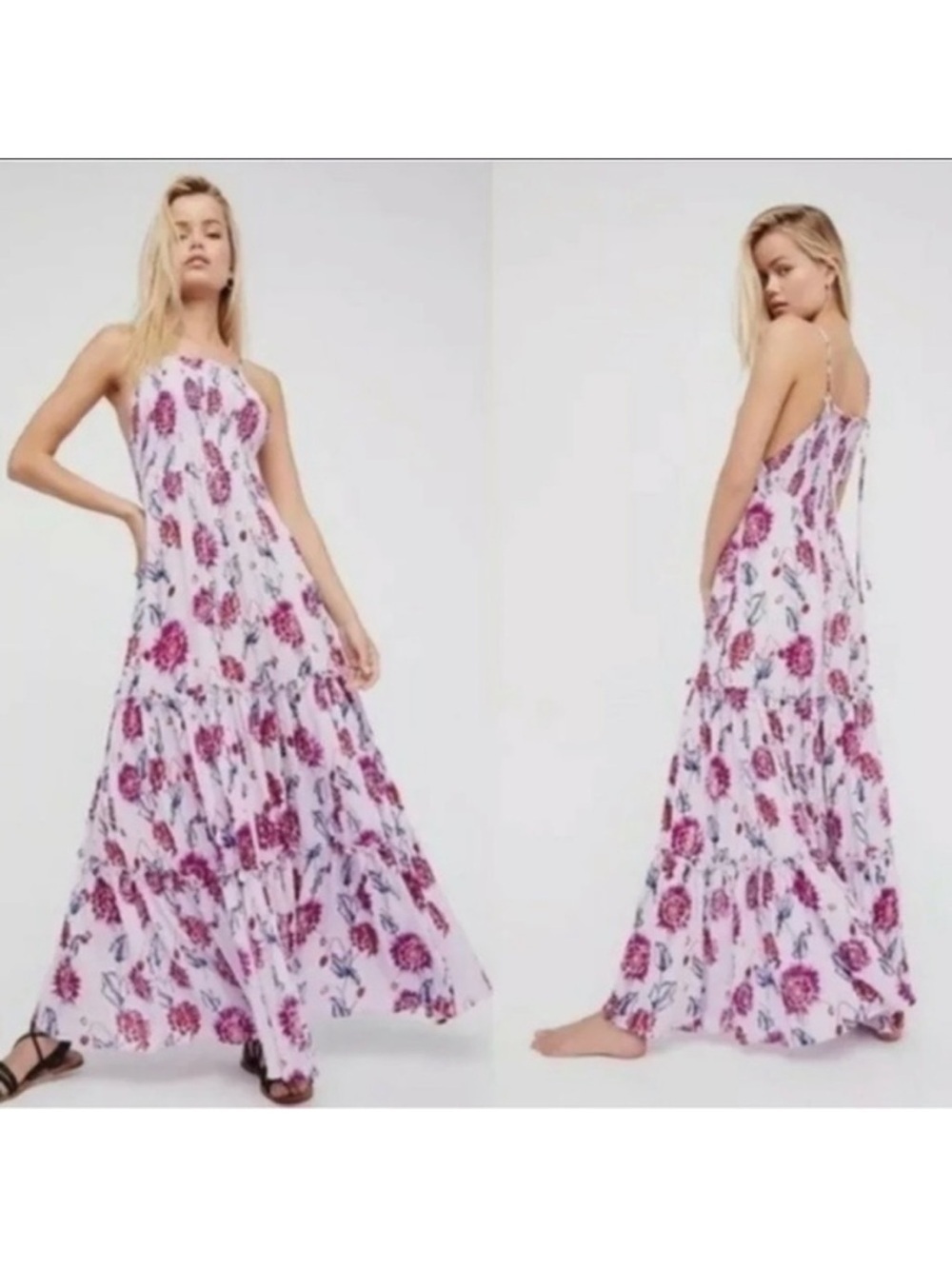 Free People Intimately Garden Party Maxi Dress S boho chic floral coastal fairy